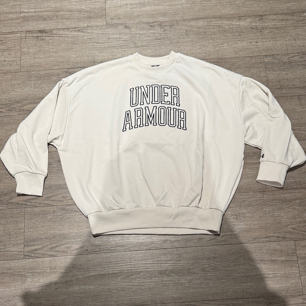 Under Armour Men’s Cream/White Crewneck Sweatshirt with Logo